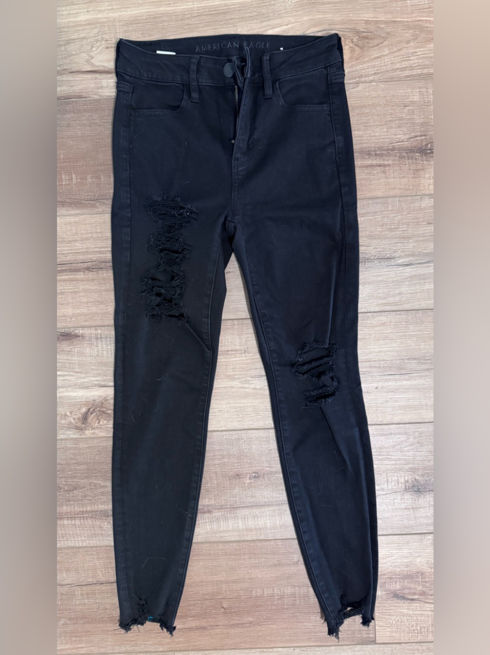 American Eagle Outfitters Black Ripped Skinny Jeans